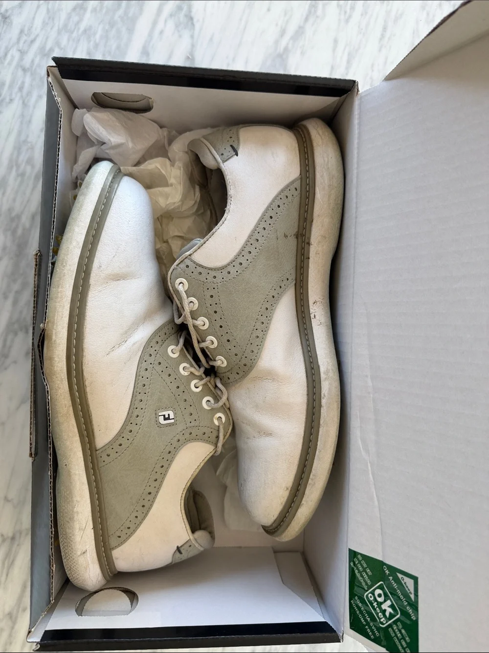 FootJoy Men’s Beige and Light Gray Oxfords